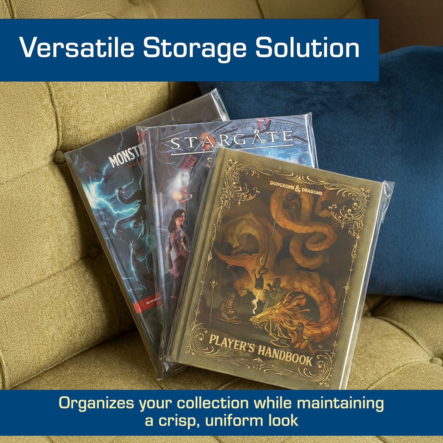image:imageBCW Book Storage Bags 100 Pack 10 x 13 2 FoldOver Flap ArchivalSafe Polypropylene Sleeves for RPG Books Manuals amp Magazines Crystal Clear Book Protector Bags