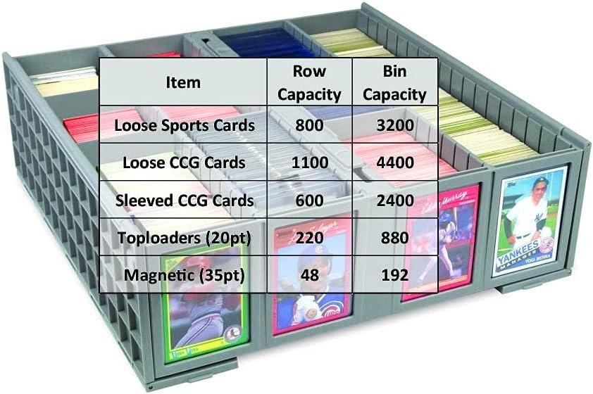 image:imageBCW Collectible Card Bin 4Pack Gray Holds 3200 Cards Each Includes 4 Dividers Per Bin Storage for Pokmon MTG amp Sports Cards4 Pack