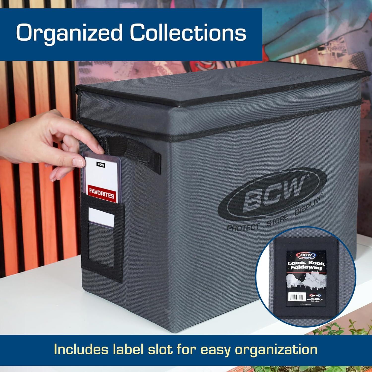 image:imageBCW Comic Book Storage Box 4 Pack Foldable Comic Book Case Each fits 125150 Sleeved and Boarded Comics Storage For Silver Bronze and Current ComicsSingle
