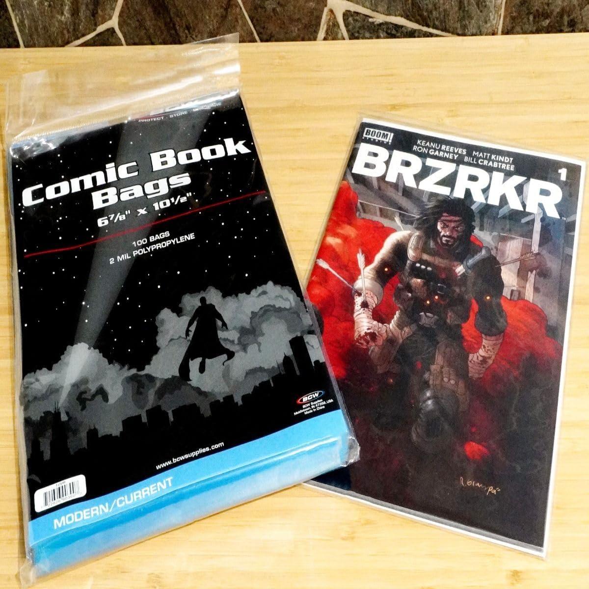 image:imageBCW Current Comic Bags 200 Pack AcidFree BCW Comic Book Bags for Modern Comics Crystal Clear Comic Book Sleeve Protection 6 78 x 10 12400 Pack