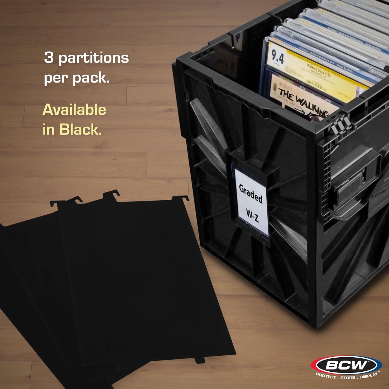 image:imageBCW Graded Comic Bin Partitions Black 6 Pack Exclusive Organizer Graded Comic Book Bins only not for standard bins Notched and Tabbed Dividers