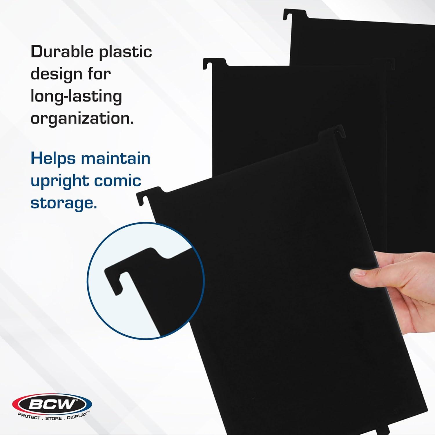 image:imageBCW Graded Comic Bin Partitions Black 6 Pack Exclusive Organizer Graded Comic Book Bins only not for standard bins Notched and Tabbed Dividers