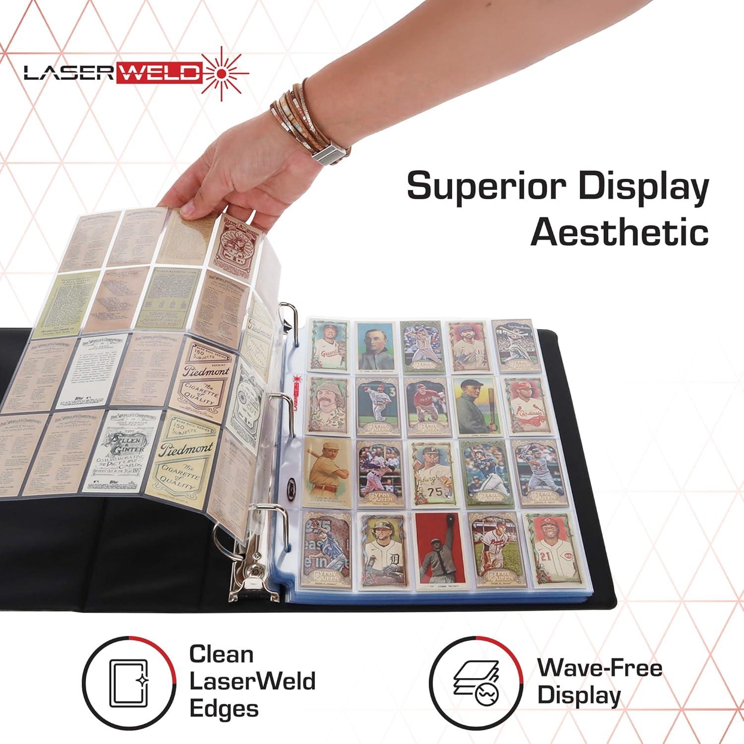 image:imageBCW LaserWeld 20Pocket Tobacco Card Pages 50 Pack Archival Storage Sheets for T206 amp Vintage Mini Cards Tobacco Card Holder Pages for 3Ring Binders LaserWelded Trading Card Sheets50 Pack