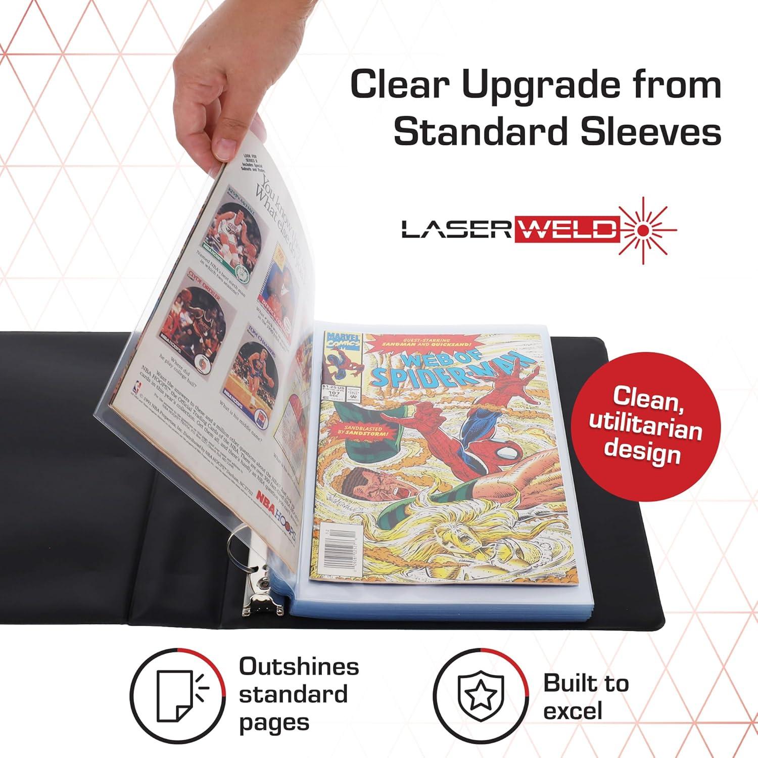 image:imageBCW LaserWeld Comic Book Sleeves 50 Pack 1Pocket Pages for 3 Ring Binder Top Loading Crystal Clear AcidFree Archival Storage50 Pack
