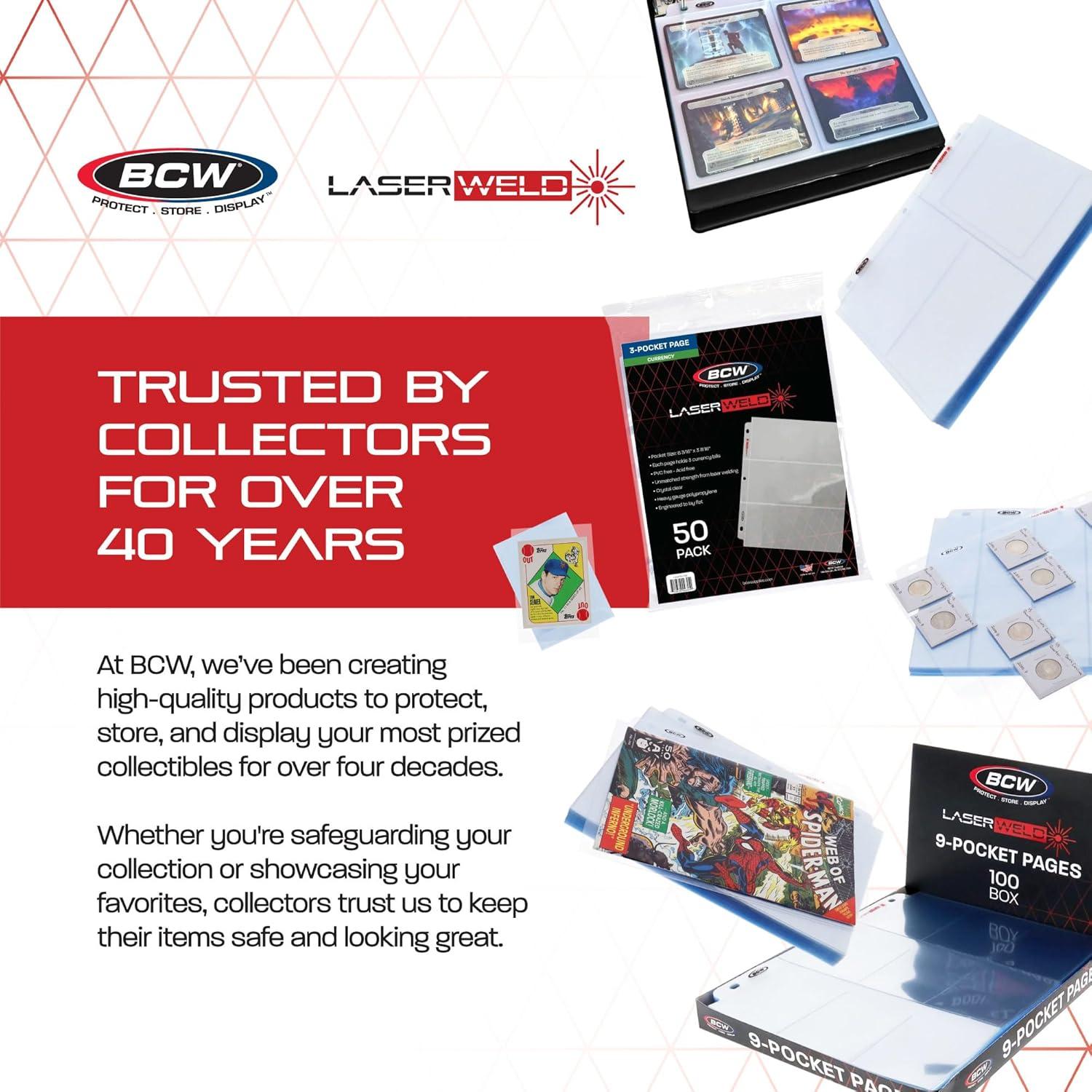image:imageBCW Laserweld 3Pocket 4x6 Photo Sleeves for 3 Ring Binder Archival Photo Album Refill Pages 100 Count100 Pack