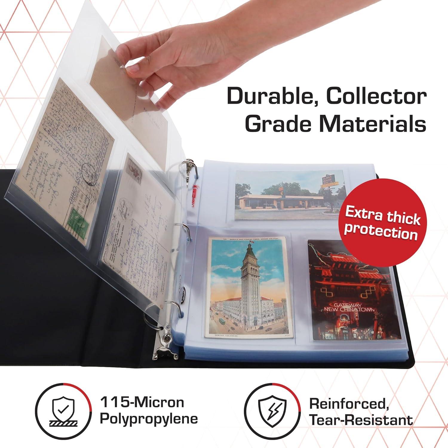 image:imageBCW Laserweld 3Pocket 4x6 Photo Sleeves for 3 Ring Binder Archival Photo Album Refill Pages 100 Count100 Pack