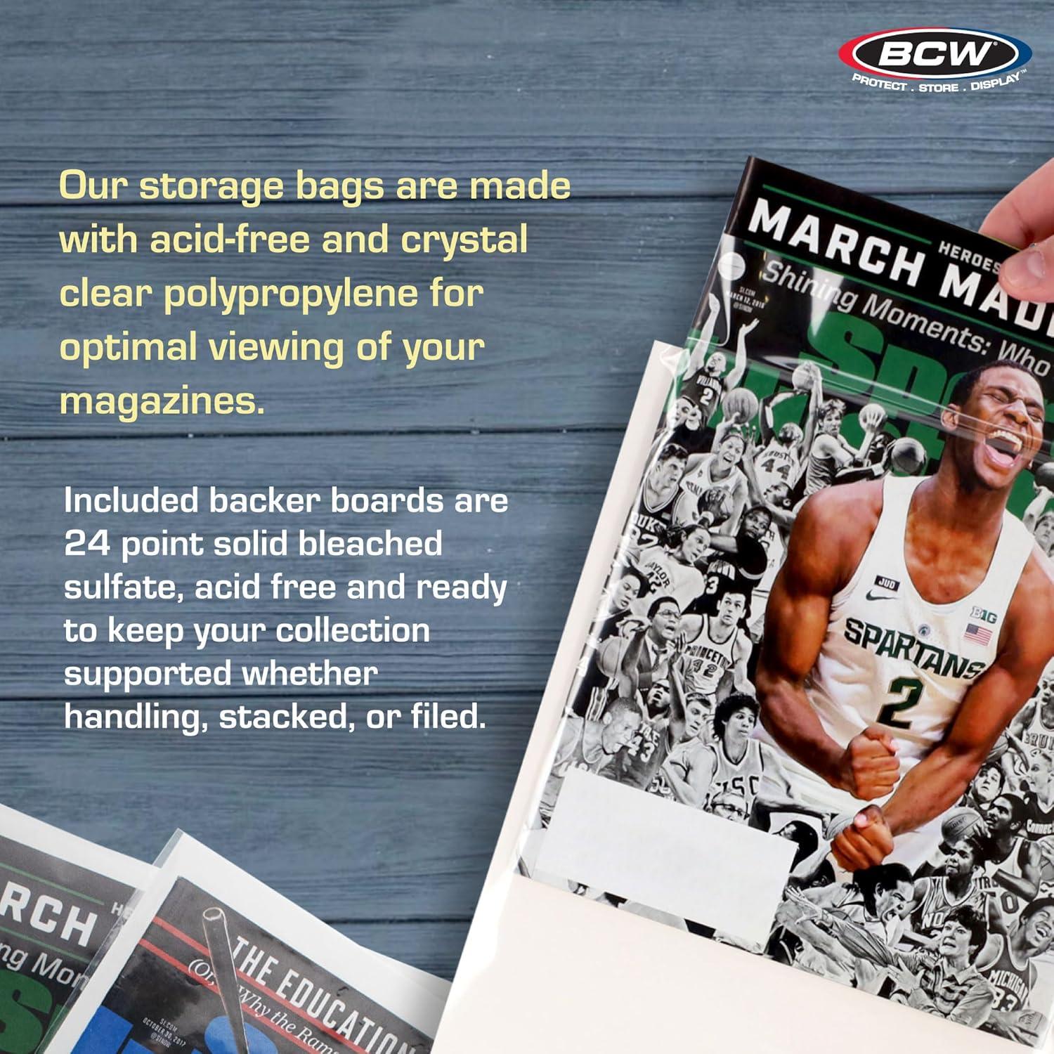 image:imageBCW Magazine Bags and Boards 25 Pack Premade Resealable Magazine Protectors Standard Size 8 x 11 Magazine Sleeves and Boards PreLoaded for Storage and Display50
