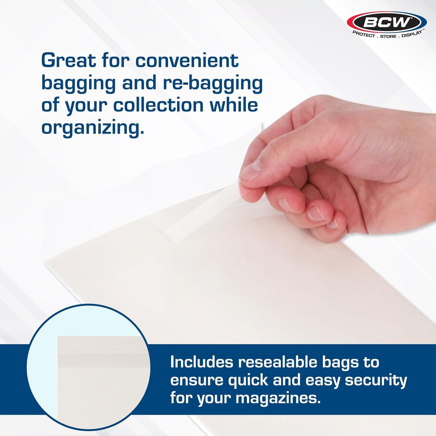 image:imageBCW Magazine Bags and Boards 25 Pack Premade Resealable Magazine Protectors Standard Size 8 x 11 Magazine Sleeves and Boards PreLoaded for Storage and Display500
