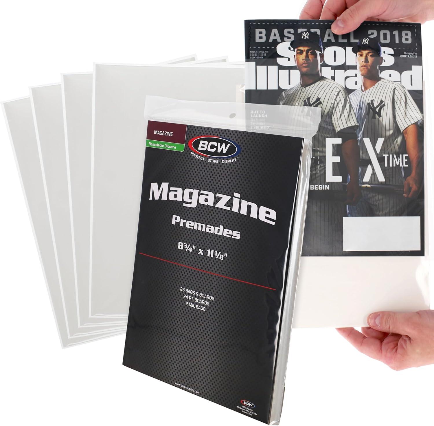 image:imageBCW Magazine Bags and Boards 25 Pack Premade Resealable Magazine Protectors Standard Size 8 x 11 Magazine Sleeves and Boards PreLoaded for Storage and Display100