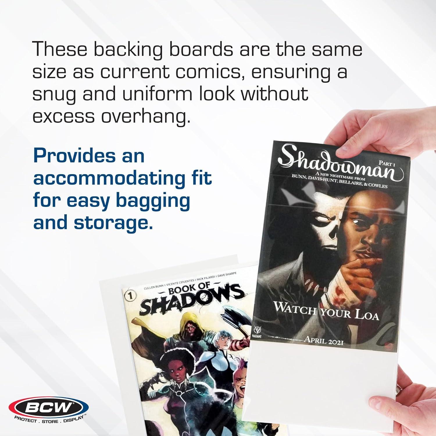 image:imageBCW Modern Comic Backing Boards 100 Pack Certified AcidFree LabTested Archival Quality Comic Book Boards Ideal for Comic Book Storage and Preservation100 Pack