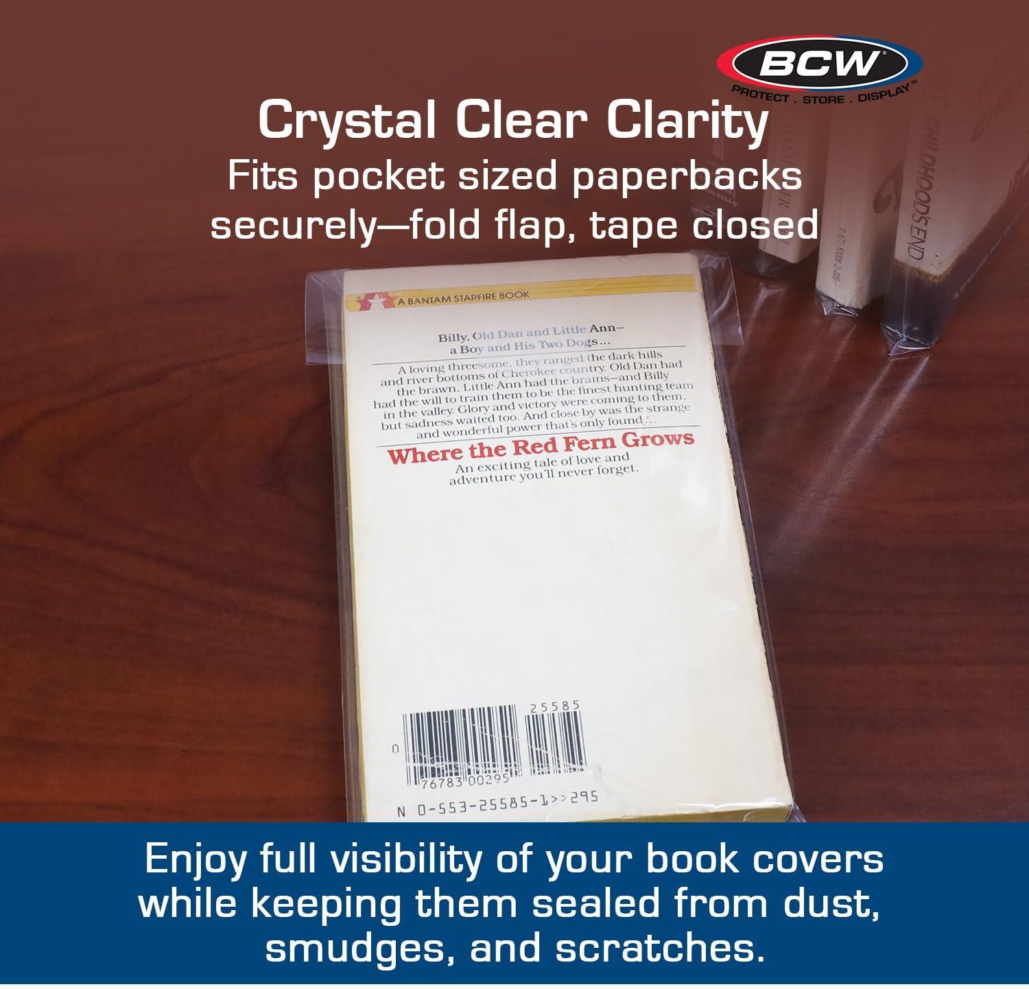 image:imageBCW Paperback Book Bags 200Pack 5 x 7 38 Inches Crystal Clear Polypropylene AcidFree Protection for Your Pocket Paperbacks Book Covers for Paperbacks200 Pack