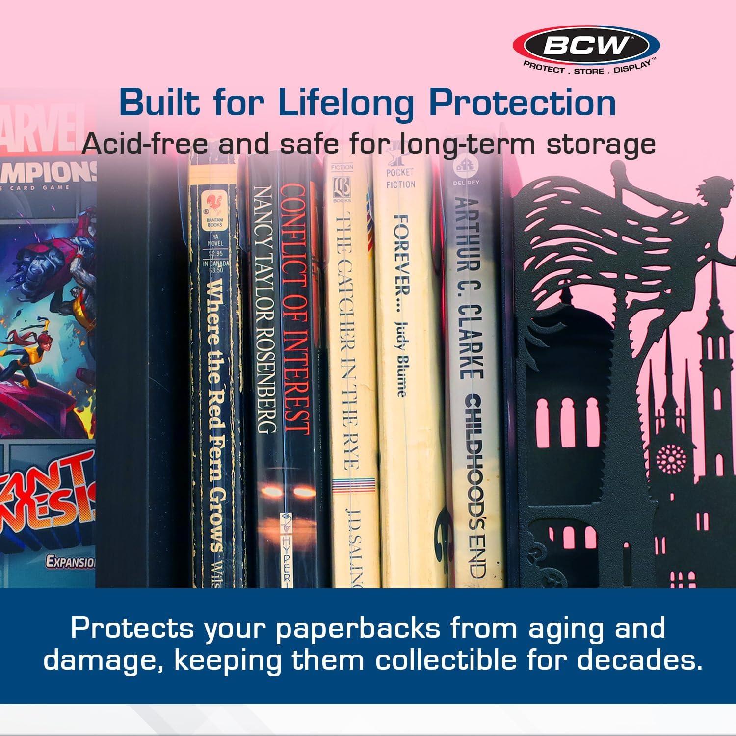 image:imageBCW Paperback Book Bags 200Pack 5 x 7 38 Inches Crystal Clear Polypropylene AcidFree Protection for Your Pocket Paperbacks Book Covers for Paperbacks200 Pack