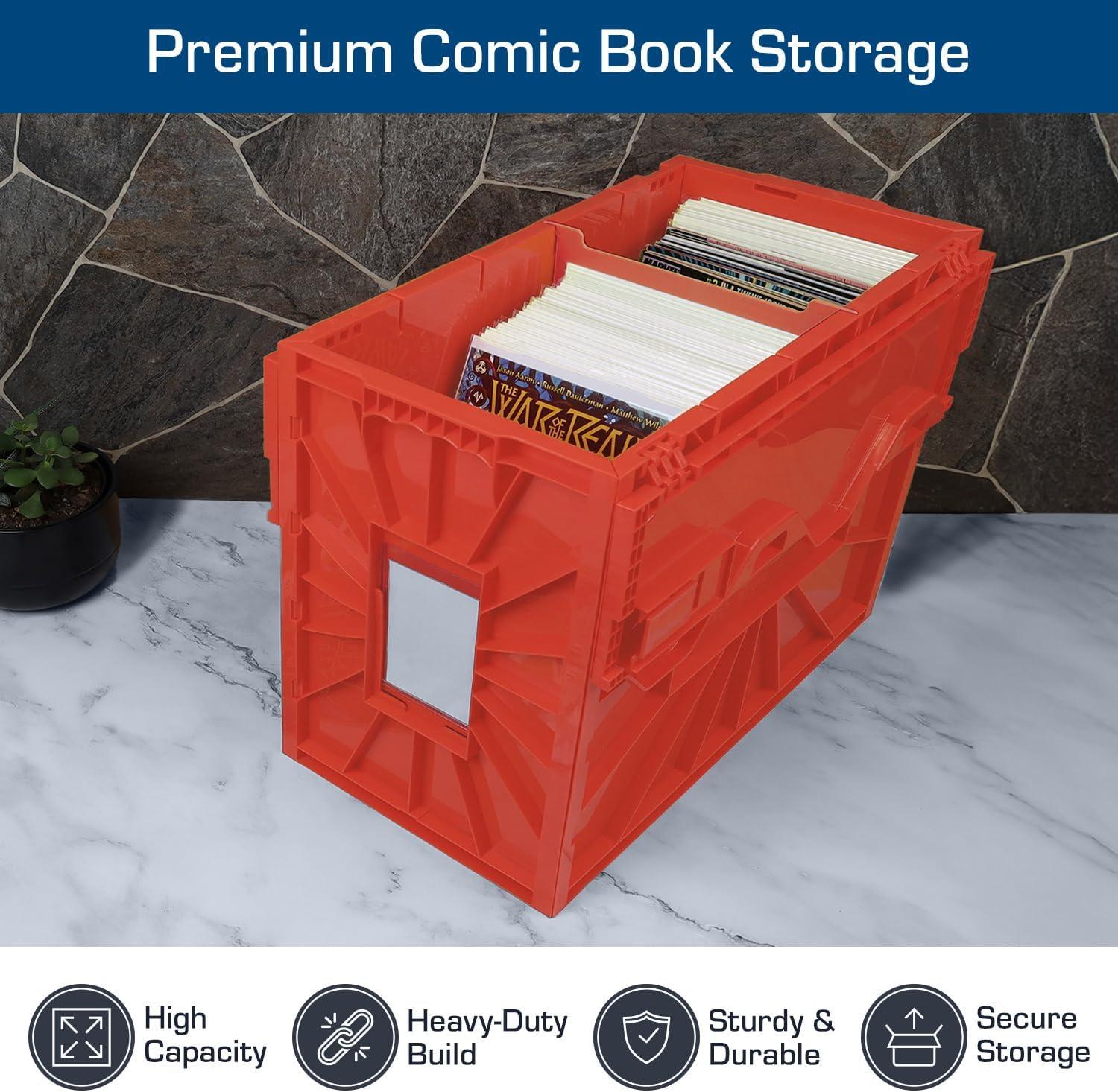 image:imageBCW Red amp Blue Short Comic Bin Set Plastic Comic Book Box Storage ColorCoded Organization for Comics