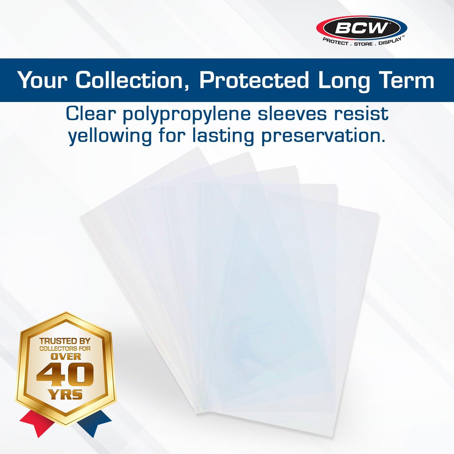 image:imageBCW Resealable Booklet Card Holder Bags Clear Polypropylene Sleeves for Rigid Holders Toploaders Magnetics and OneScrews AcidFree Protective Storage with Adhesive Strip 8 14 X 2