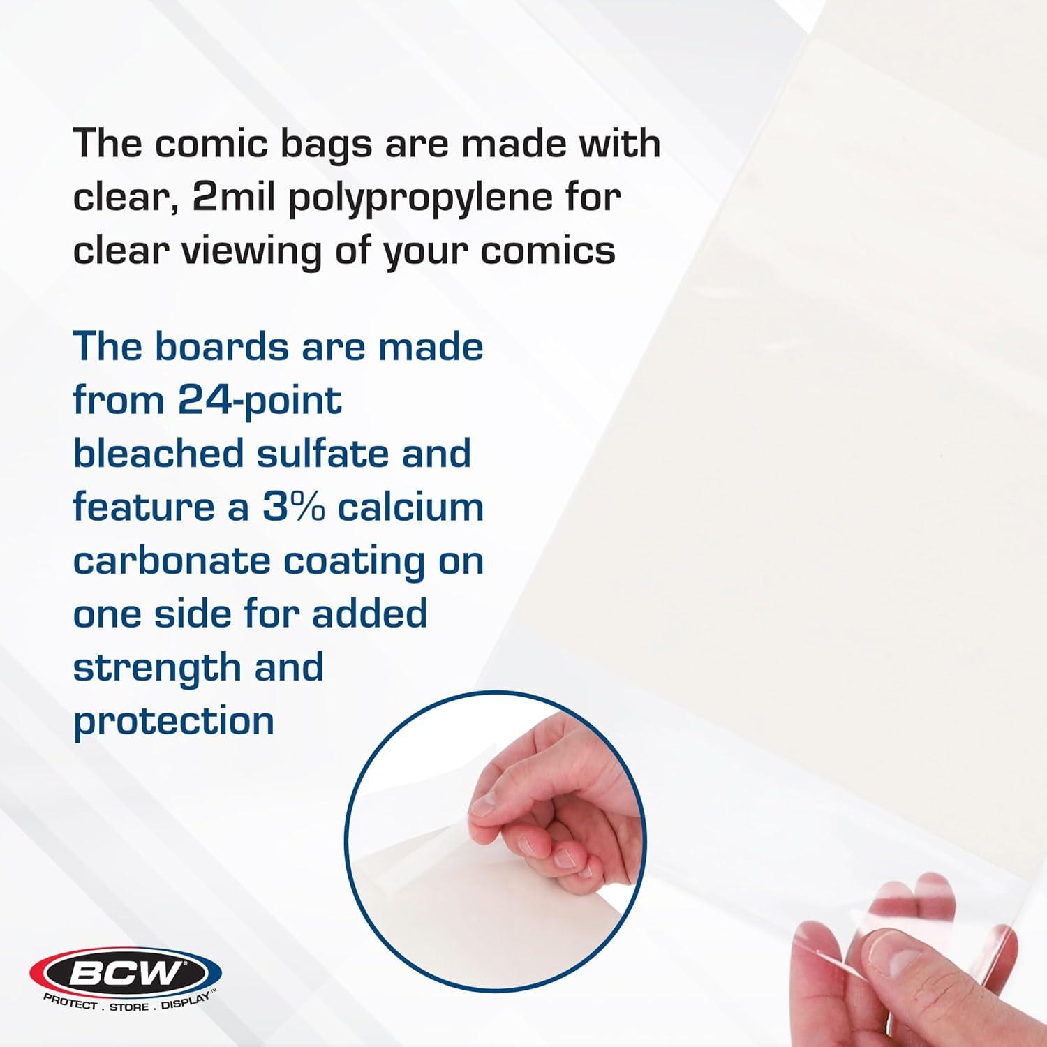 image:imageBCW Resealable Current Comic Book Combo Pack 100 Pack for AcidFree Backing Boards amp Resealable Bags Comic Book Storage amp Protection Fits Current Comics Archival Quality Standard 688x105200 Pack