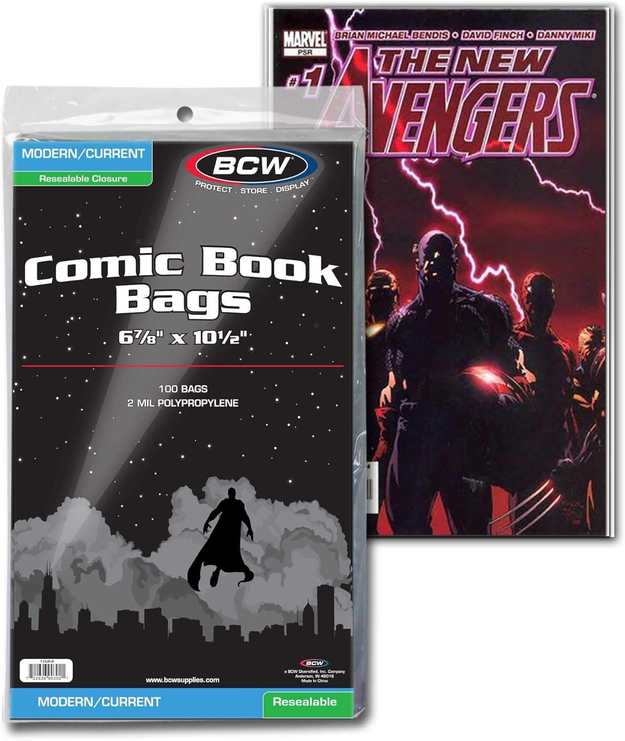 image:imageBCW Resealable CurrentModern Comic Bags 100 ct AcidFree Modern Comic Bags for Current Issues Exterior 6 78 x 10 12 inches Crystal Clear Protection for Your Comic Collection100 Pack
