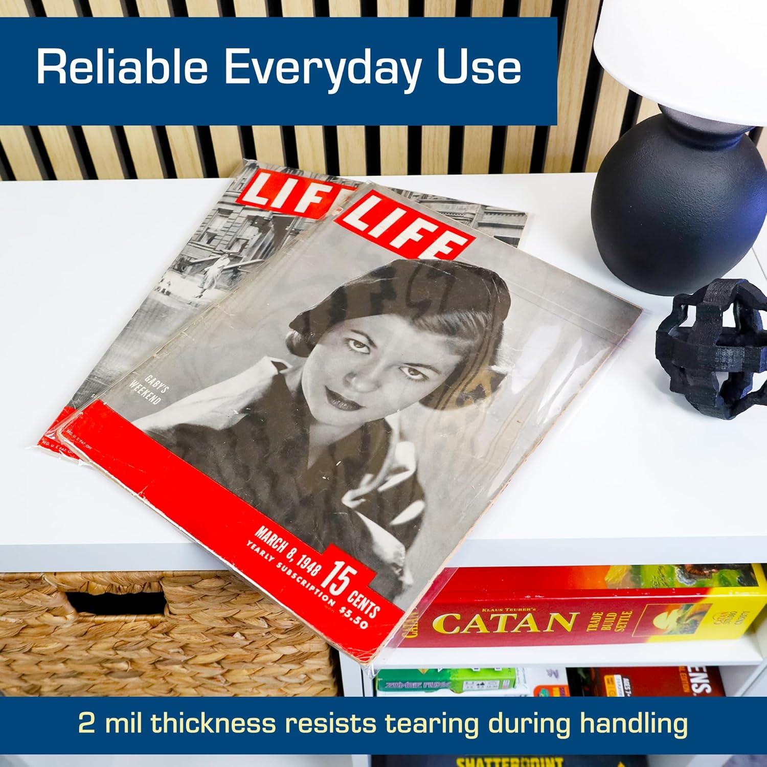 image:imageBCW Resealable Life Magazine Bags 200 Pack Crystal Clear Polypropylene Archival Quality Store Collectible Life Magazines Exterior 11 18 x 14 14200 Pack