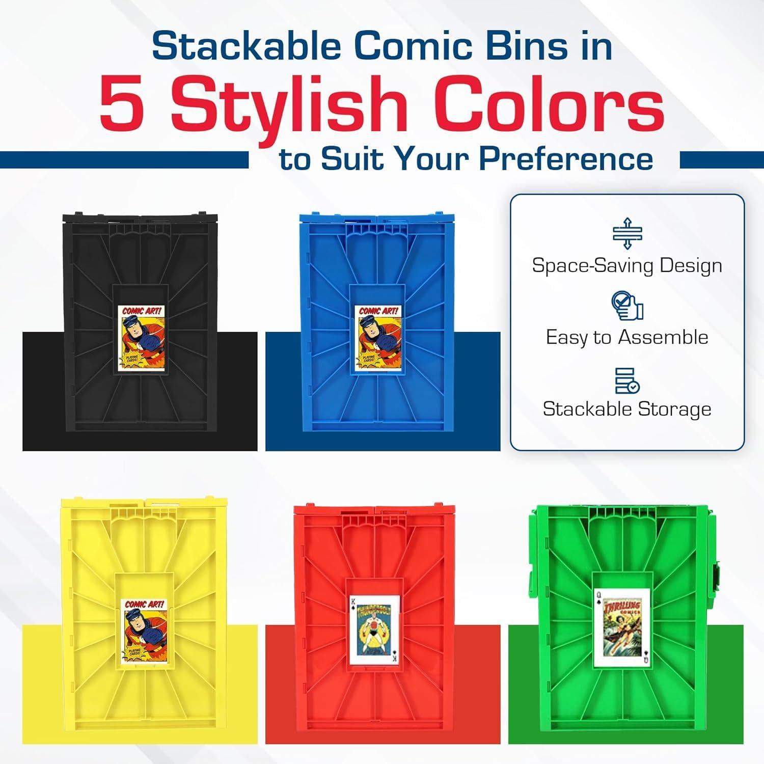 image:imageBCW Short Comic Book Bin Holds 150 Comics Stackable Plastic Storage AcidFree Organizer Green SingleSingle