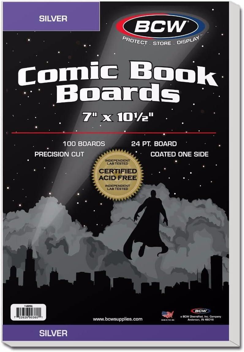 image:imageBCW Silver Age Comic Bags and Backing Boards 1000 ct AcidFree Comic Book Storage Clear Bags Comic Book Sleeves and Boards for Silver Age Comics