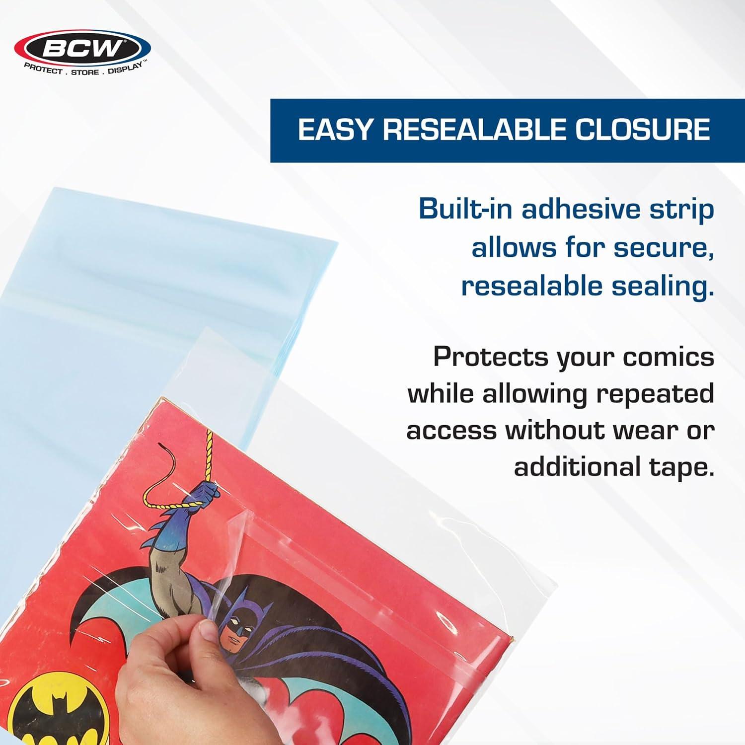 image:imageBCW Treasury Comic Bags 100 Pack ArchivalQuality AcidFree Polypropylene Sleeves for Storing Treasury Comics Crystal Clear Comic Book Storage 105 x 135 InchesResealable
