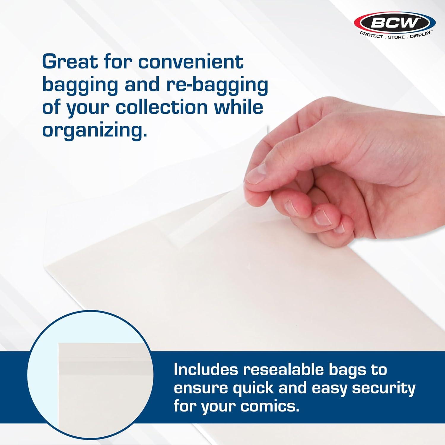 image:imagePremium Silver Age Comic Premade Resealable Bags with Backer Boards 7 x 10 PreLoaded amp Archival Comic Sleeves and Boards Crystal Clear Storage for Collectors 50 Pack50 Pack