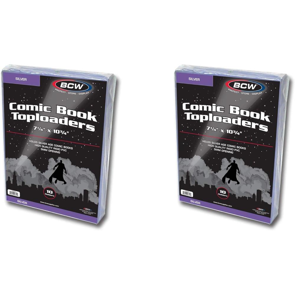 image:imageBCW 50 ct Silver Comic Top Loaders Fits Silver Comics Bronze Comics ModernCurrent Comics Crystal Clear PVC MigrationFree Protects Comic Books Photos Prints Rigid TopLoading Design
