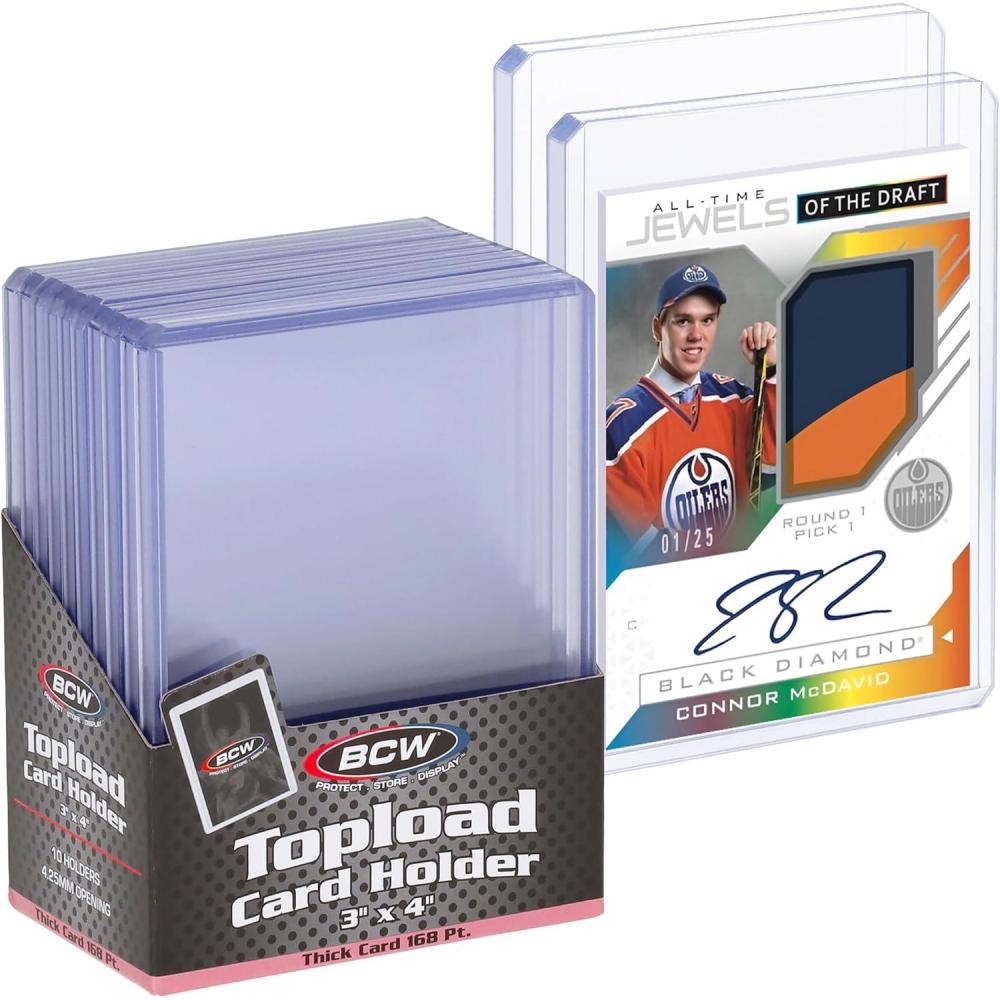 image:imageBCW 59 PT Thick Card Top Loaders Protective Thick Toploaders for Trading Cards Up to 59PT Rigid Card Toploader for Memorabilia amp Collectibles 1 Pack168 Pt 425 Mm