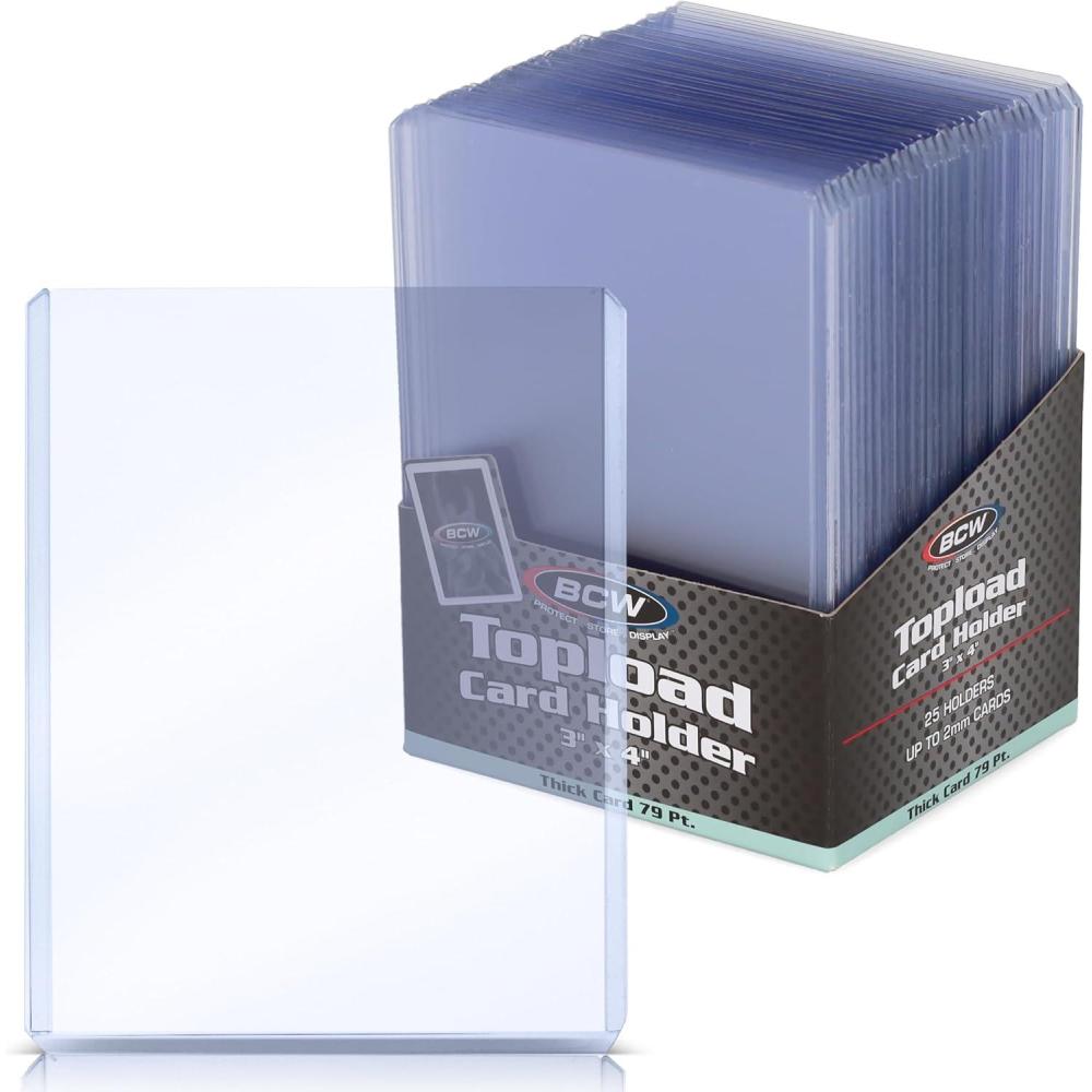 image:imageBCW 59 PT Thick Card Top Loaders Protective Thick Toploaders for Trading Cards Up to 59PT Rigid Card Toploader for Memorabilia amp Collectibles 1 Pack79 Pt 2 Mm