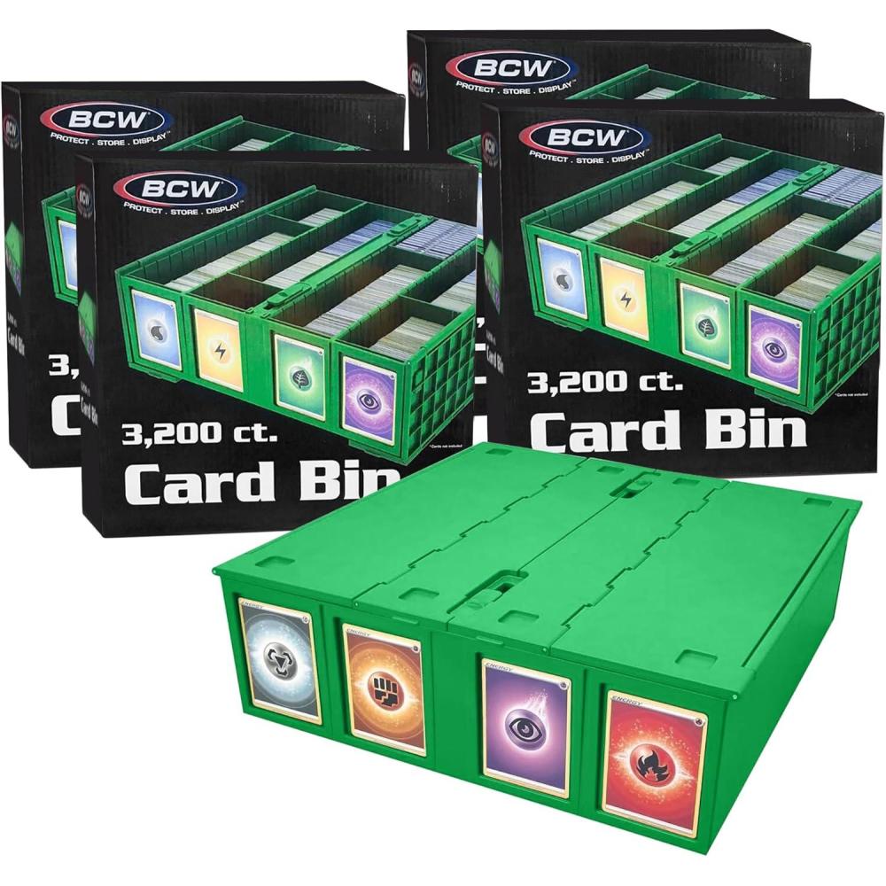 image:imageBCW Collectible Card Bin Green Holds 3200 Cards Includes 4 Dividers Storage for Pokmon MTG amp Sports Cards4 Pack