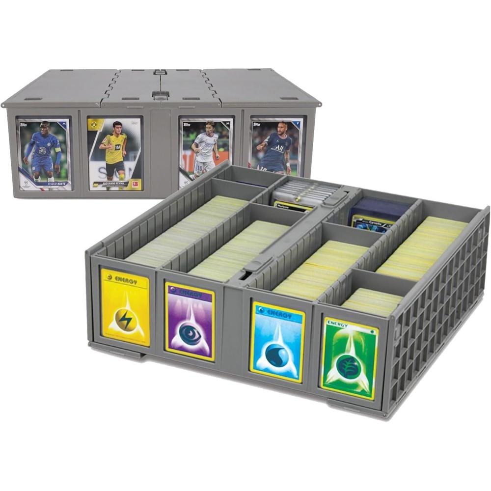 image:imageBCW Collectible Card Bin 4Pack Gray Holds 3200 Cards Each Includes 4 Dividers Per Bin Storage for Pokmon MTG amp Sports Cards2 Pack