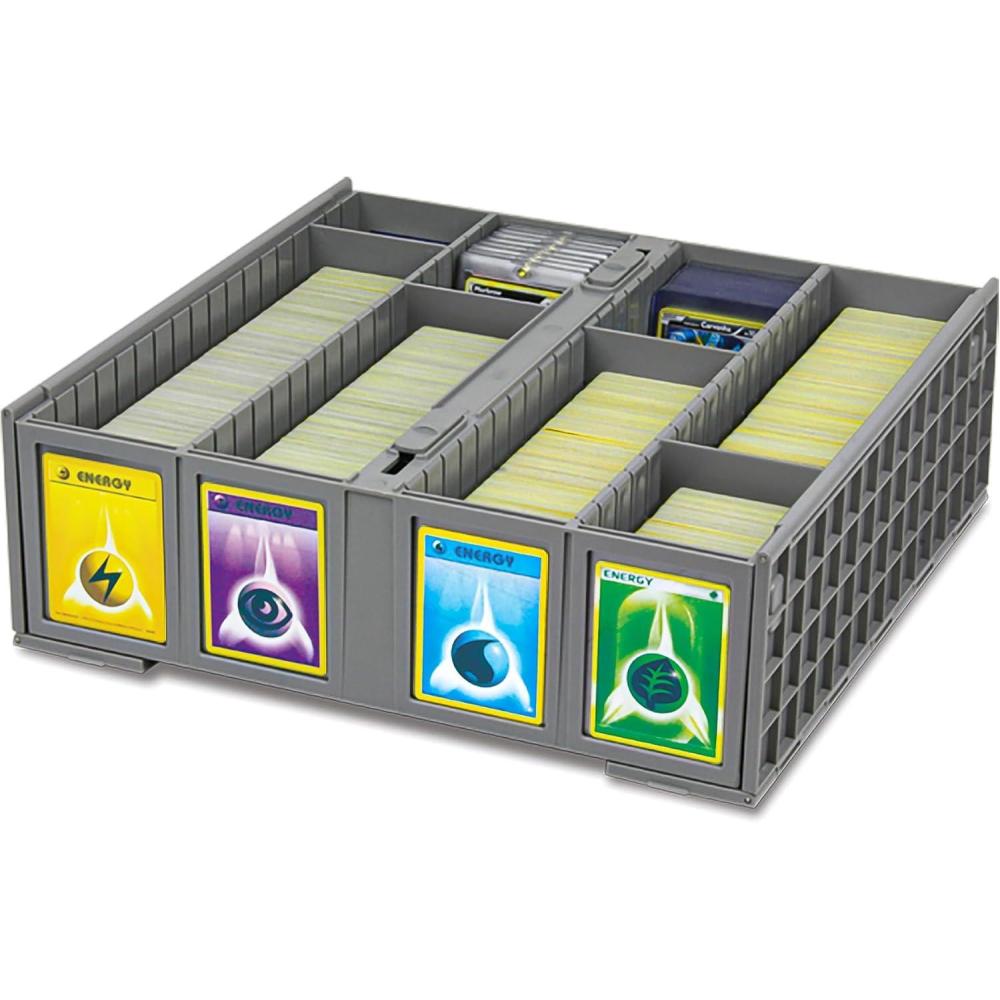 image:imageBCW Collectible Card Bin 4Pack Gray Holds 3200 Cards Each Includes 4 Dividers Per Bin Storage for Pokmon MTG amp Sports CardsSingle