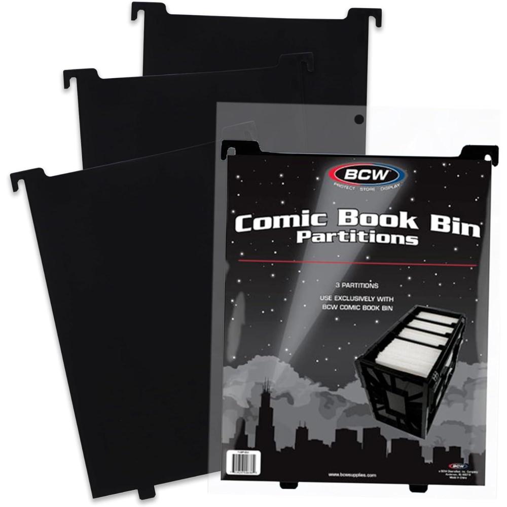 image:imageBCW Comic Bin Partitions  Exclusive Organizer for Short and Long Comic Book Bins  Notched Tabbed and Structurally Supportive Dividers Green 3 PackBlack