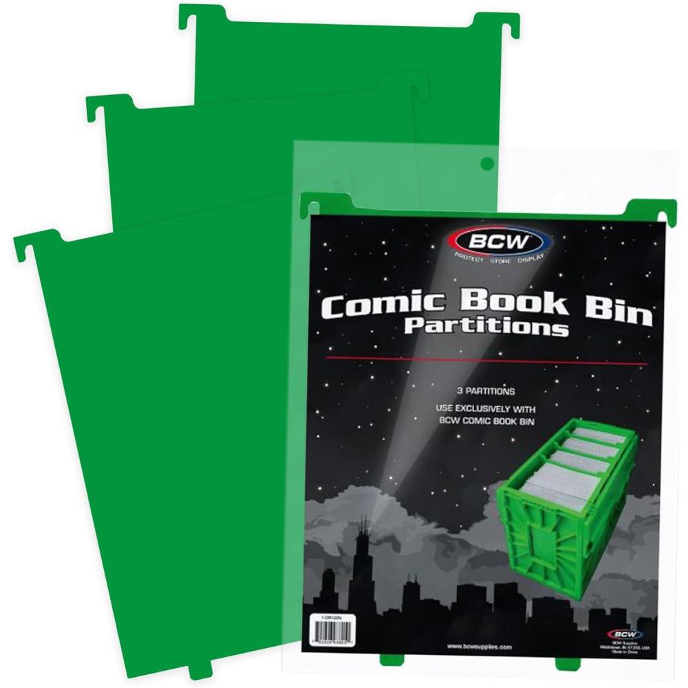 image:imageBCW Comic Bin Partitions  Exclusive Organizer for Short and Long Comic Book Bins  Notched Tabbed and Structurally Supportive Dividers Green 3 PackGreen