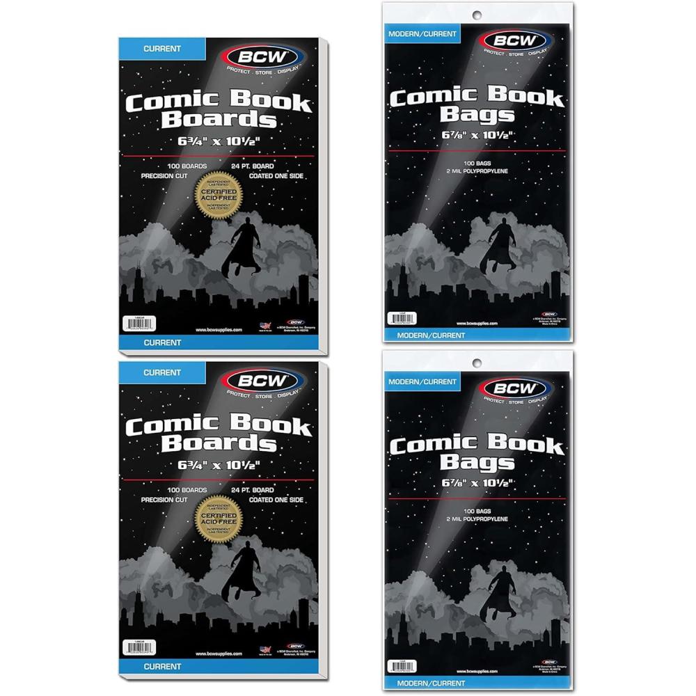 image:imageBCW Comic Book Bags and Boards for Current Age Comics 200 Pack Archival Grade Comic Book Sleeves amp Backing Boards