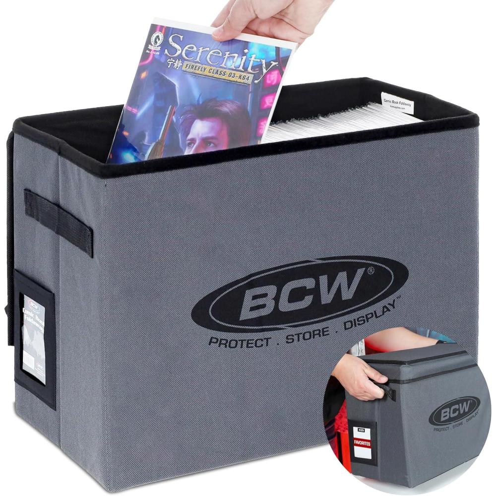 image:imageBCW Comic Book Storage Box  4 Pack  Foldable Comic Book Case  Each fits 125150 Sleeved and Boarded Comics  Storage For Silver Bronze and Current ComicsSingle