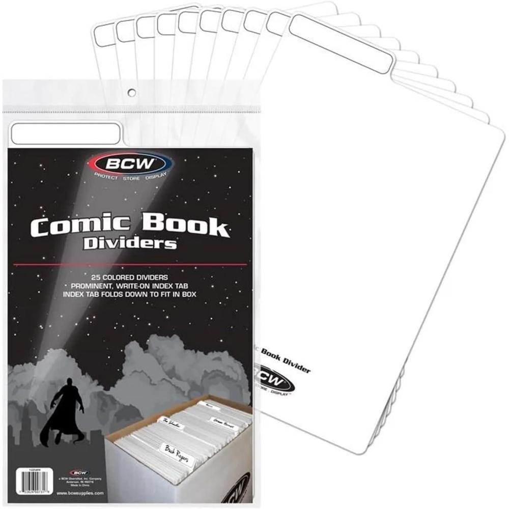 image:imageBCW Comic Dividers  24 White  1 Printed Index Divider  Archival Polyethylene Plastic Dividers  Organize Comics in Storage Boxes  WriteOn Index Tab  Comic Book Collection Supplies