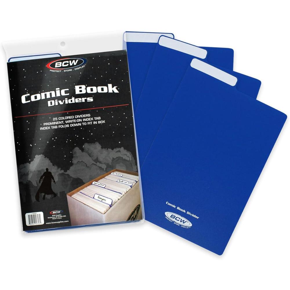image:imageBCW Comic Dividers  25 Pack  Archival Polyethylene Plastic Dividers  Organize Comics Efficiently in Storage Boxes  WriteOn Index Tab RedBlue