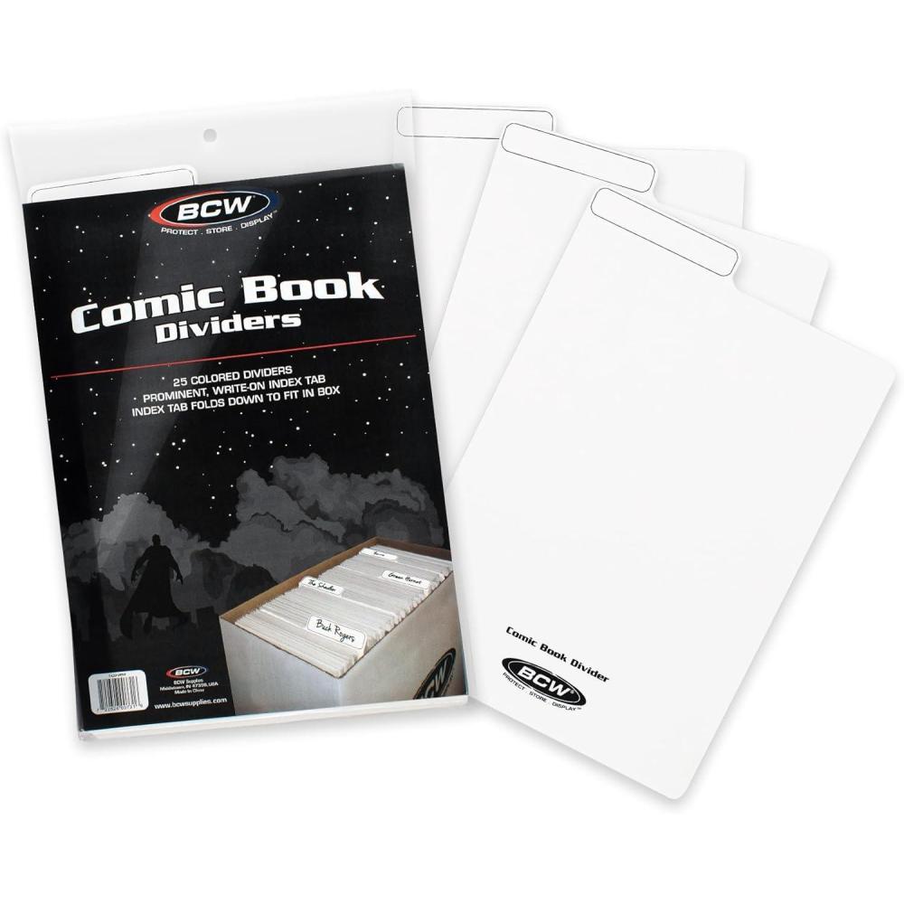 image:imageBCW Comic Dividers 25 Pack Archival Polyethylene Plastic Dividers Organize Comics Efficiently in Storage Boxes WriteOn Index Tab RedWhite