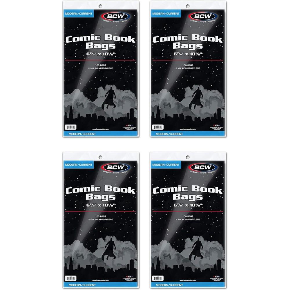 image:imageBCW Current Comic Bags 200 Pack AcidFree BCW Comic Book Bags for Modern Comics Crystal Clear Comic Book Sleeve Protection 6 78 x 10 12400 Pack