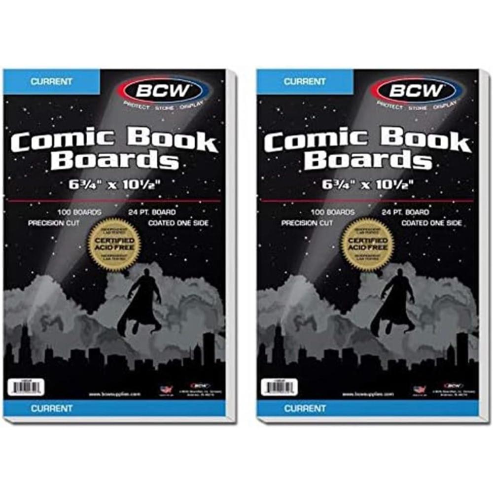 image:imageBCW Current Comic Book Backing Boards  200 Pack  24 pt Coated Buffered with 3 Calcium Carbonate  Precision Cut for Current Comic Bags  LongTerm Comic Book Storage200 Pack