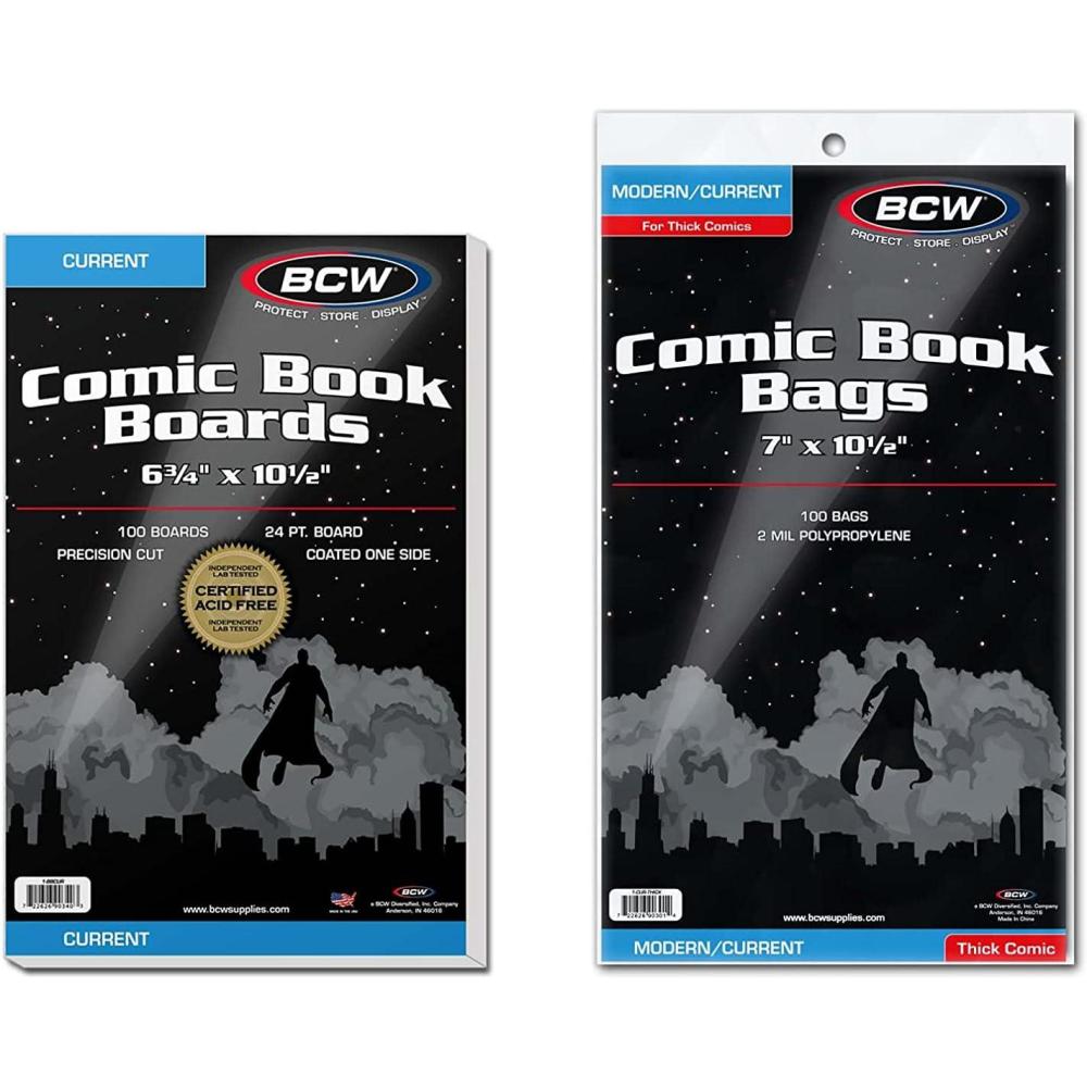 image:imageBCW Current Thick Comic Bags amp Backing Boards  100Pack  AcidFree Storage for Comics  Precision Cut Boards  Crystal Clear Polypropylene Bags  Protect amp Store Collectible Comics  7 x10 Bags
