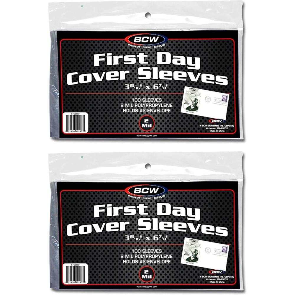 image:imageBCW First Day Cover Sleeves 100 Pack  Clear ArchivalQuality Protection for 6 Collectible Envelopes Durable amp AcidFree200 Pack