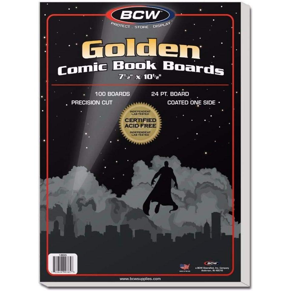 image:imageBCW Golden Age Comic Backing Boards 100 Pack Certified AcidFree Comic Book Storage 7 12 x 10 12 Inch Dimensions ArchivalQuality Boards for Comic Book Collection Protection
