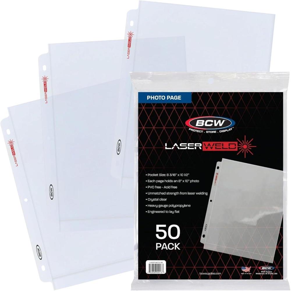 image:imageBCW LaserWeld 8x10 Photo Pages  50 Count Box  8x10 Plastic Sleeves for Photos  ArchivalSafe Photo Protector Sleeves for 3Ring Binders50 Pack
