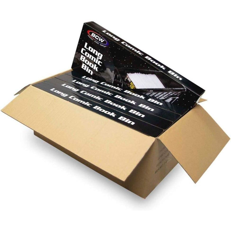 image:imageBCW Long Comic Book Bin  1 Pack  Heavy Duty Comic Book Storage Box  Stackable Comic Bin Organizer for 300 Comics Each  AcidFree Plastic Comic Book Box with Divider amp Label Slot5 Pack