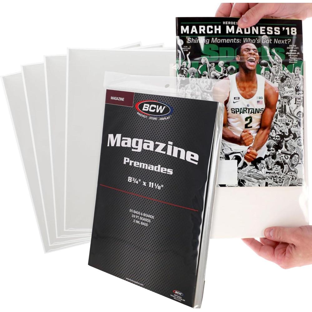 image:imageBCW Magazine Bags and Boards 25 Pack Premade Resealable Magazine Protectors Standard Size 8 x 11 Magazine Sleeves and Boards PreLoaded for Storage and Display25