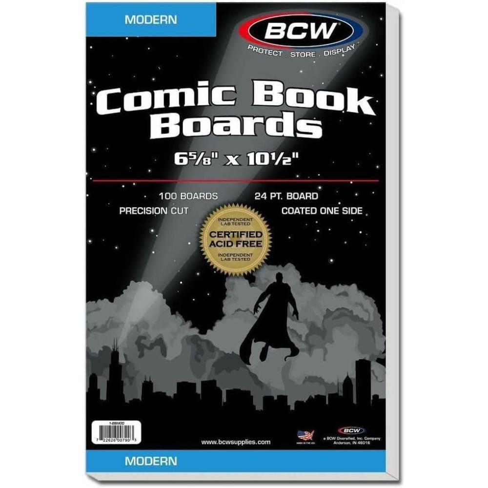image:imageBCW Modern Comic Backing Boards 100 Pack Certified AcidFree LabTested Archival Quality Comic Book Boards Ideal for Comic Book Storage and Preservation200 Pack