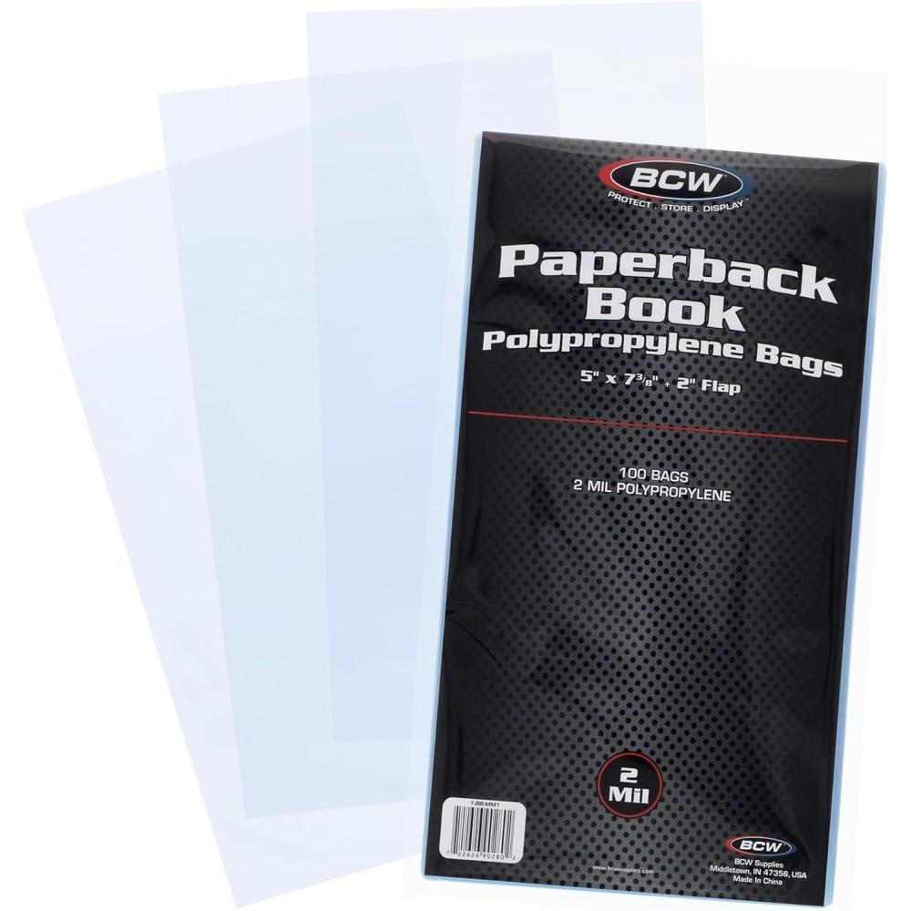 image:imageBCW Paperback Book Bags  200Pack  5 x 7 38 Inches  Crystal Clear Polypropylene AcidFree Protection for Your Pocket Paperbacks  Book Covers for Paperbacks100 Pack