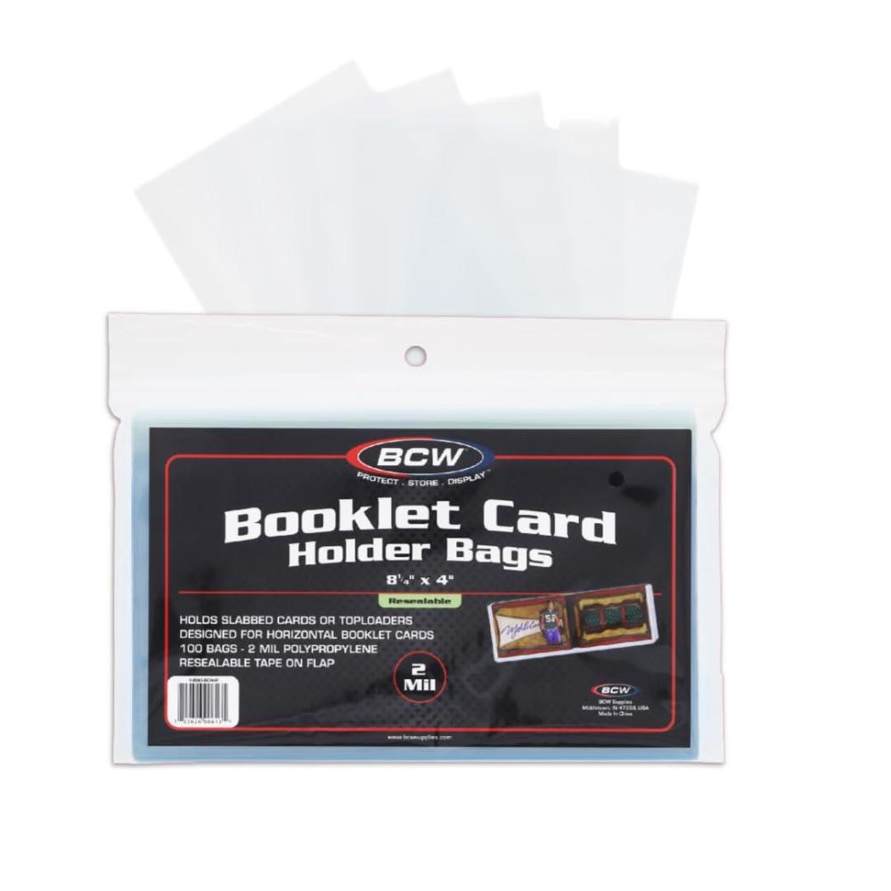 image:imageBCW Resealable Booklet Card Holder Bags Clear Polypropylene Sleeves for Rigid Holders Toploaders Magnetics and OneScrews AcidFree Protective Storage with Adhesive Strip 8 14 X 2
