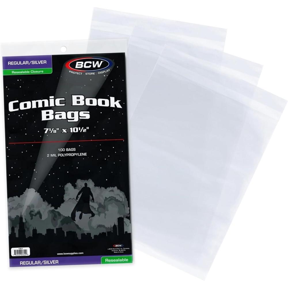 image:imageBCW Resealable Silver Age Comic Bags  100 ct Protection for Silver Age Comic Books  7 18 x 10 12 inches Comic Collection Storage Comic Books Bags